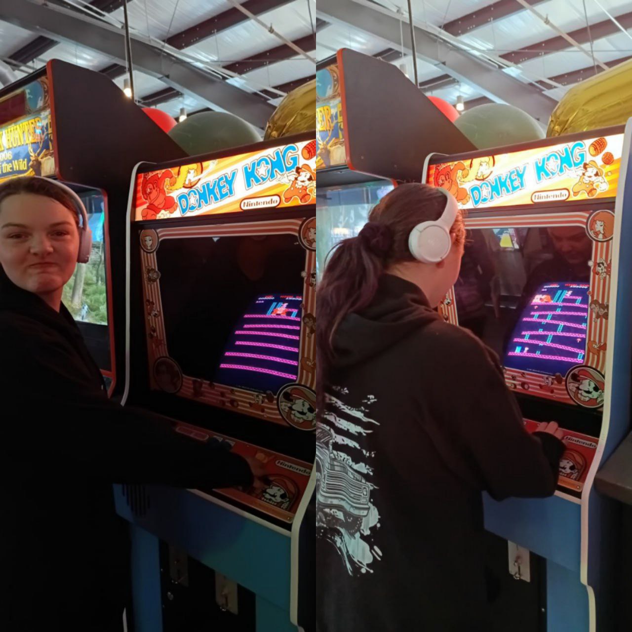 Evelyn playing Donkey Kong